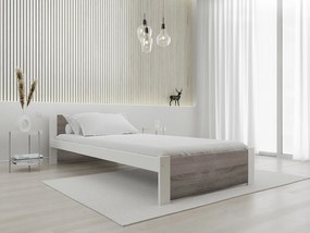 IKAROS ágy 90 x 200 cm, fehér/trüffel tölgy Ágyrács: Lamellás ágyrács, Matrac: Deluxe 10 cm matrac