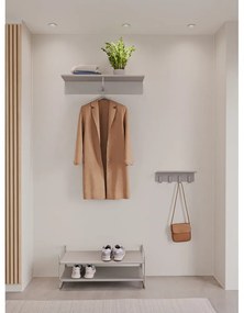 Világosszürke acél fali fogas polccal 11,5 cm A-Hallway – Zone