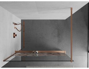 Mexen Kioto+, Walk-In zuhanyparaván polccal és akasztóval 80 x 200 cm, 8 mm átlátszó üveg fehér mintás, réz matt profil, 800-080-121-65-85