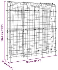acél U-alakú kerti rács kúszónövényekhez 181 x 31 x 182,5 cm