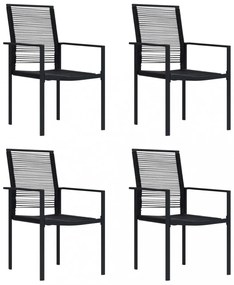4 db fekete PVC rattan kerti szék