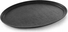 Csúszásmentes ovális tálca felszolgáláshoz, 600 x 735 mm, poliészter, fekete