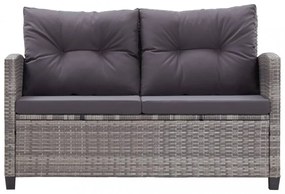 kétszemélyes szürke polyrattan kerti kanapé párnákkal 124 cm