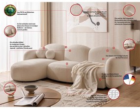 Világosbarna buklé sarokkanapé (bal oldali-heverő résszel) Orbit – Ropez