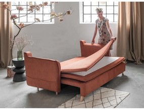 Téglavörös bársony kinyitható kanapé 225 cm Charming Charlie – Miuform