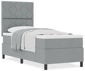 Box Spring Ágy Matresszel Világosszürke 80x200 cm Textil