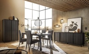 CITY Négyajtós komód, fekete, laminált vázzal és előlapokkal