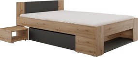 Ágy tárhellyel, 140x200, artisan tölgy/antracit, UNIS