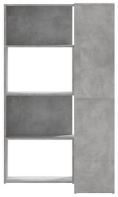 4 szintes betonszürke szerelt fa sarokkönyvespolc 85x85x140 cm