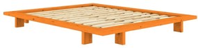 Narancssárga borovi fenyő franciaágy ágytámla nélkül, ágyráccsal 140x200 cm Japan – Karup Design
