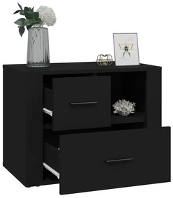 Fekete szerelt fa éjjeliszekrény 60 x 36 x 45 cm