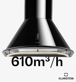 Klarstein Lumio Neo, retró kéményes páraelszívó, 60 cm, 610 m³/ó, nemesacél, fekete