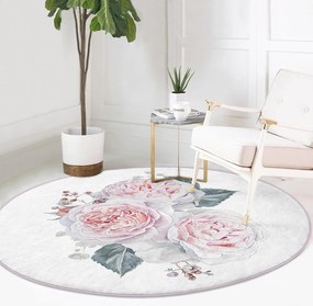 Fehér-rózsaszín mosható-robotporszívóval tisztítható kerek szőnyeg ø 120 cm Comfort – Mila Home
