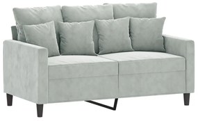 vidaXL kétszemélyes világosszürke bársony kanapé 120 cm