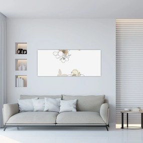 Kép - Bézs virágok pillangóval N⁰2 (120x50 cm)