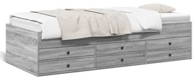szürke sonoma kanapéágy fiókkal matrac nélkül 90x190 cm