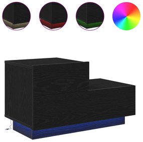 éjjeli szekrény LED világítással fekete tölgy 70 x 36 x 40.5 cm