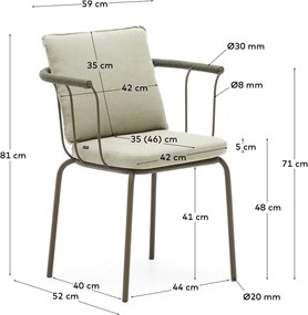 Zöld-bézs fém kerti szék Salguer – Kave Home
