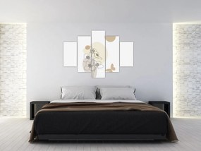 Kép - Bézs virágok pillangóval N⁰4 (150x105 cm)