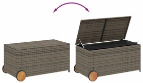 szürke polyrattan kerti tárolóláda kerekekkel 190 L