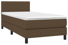barna szövet rugós és LED-es ágy matraccal 90x190 cm