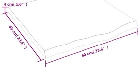 kezeletlen tömör fa fürdőszobai pult 60x60x(2-4) cm