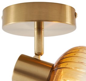 Modern mennyezeti spotlámpa aranyozott, kerek borostyánsárga üveggel - Teddy