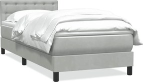 vidaXL világosszürke bársony rugós ágy matraccal 80x220 cm