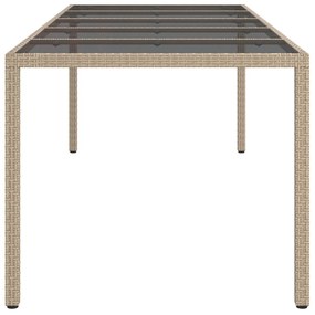 Kerti Étkezőasztal Bézs 250x100x75 cm Polirattan