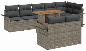 vidaXL Kerti Kanapé Szett tárolóval 9 pcs Szürke Poli rattan