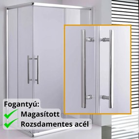 Stuxi Nizza 120x90 cm aszimmetrikus két tolóajtós zuhanykabin 6 mm vízlepergető biztonsági üveggel, króm elemekkel, 190 cm magas, zuhanytálcával és szifonnal