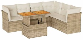 vidaXL 7 részes bézs polyrattan kerti ülőgarnitúra párnákkal
