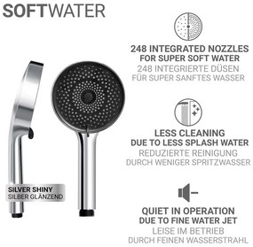 Ezüstszínű műanyag zuhanyfej ø 12 cm Softwater – Wenko