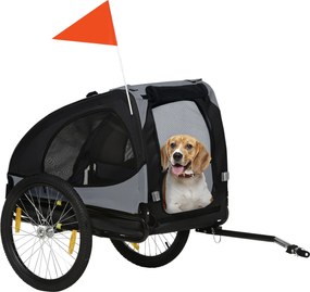 PawHut Kutyakocsi, Összecsukható Háziállat Bicikli Kocsi, Gyorsan Levehető Kerekek, Vízálló, Oxford Szövet, Acél, 140 x 71 x 83 cm, Fekete | Aosom