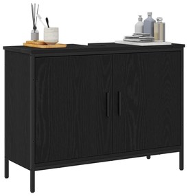 Fürdőszobai Mosdószekrény Fekete Tölgy 80x30x60 cm Műanyag