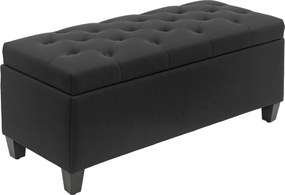 HOMCOM tárolós pad - előszoba, hálószoba, nappali, lenvászon hatású poliészter, gumifenyő, fekete, 100 x 40 x 44 cm | Aosom