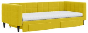sárga kihúzható bársony heverő fiókkal 90 x 200 cm