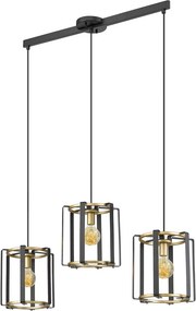 Italux loft modern függeszték primero matt fekete arany itxpnd-44003-3-bk-gd