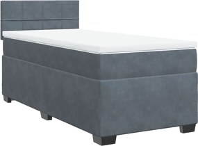 vidaXL sötétszürke bársony rugós ágy matraccal 90 x 200 cm