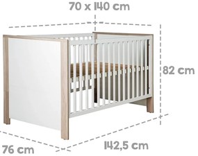 Fehér-natúr színű babaágy 70x140 cm Olaf – Roba