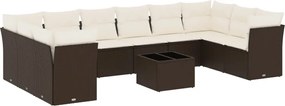 vidaXL 11 részes barna polyrattan kerti ülőgarnitúra párnákkal