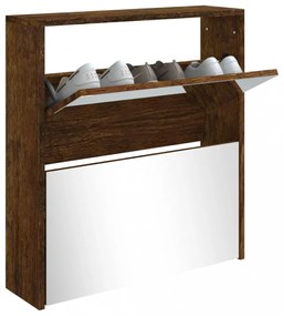 füstös tölgy 2 szintes cipőszekrény tükörrel 63 x 17 x 67 cm