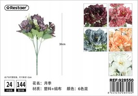 Műrózsa csokor váza dekoráció 30 cm