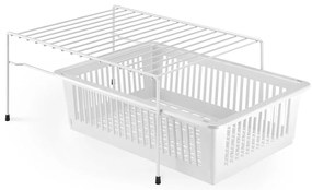Dino fehér rozsdamentes kiegészítő polc tárolóhellyel - Metaltex