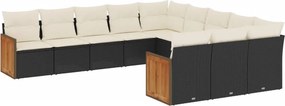vidaXL 11 részes fekete polyrattan kerti ülőgarnitúra párnákkal
