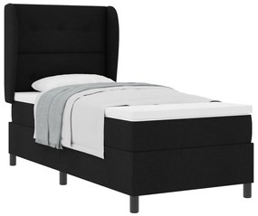 Boxspring Ágy Mattal Fekete 100x200 cm Szövet