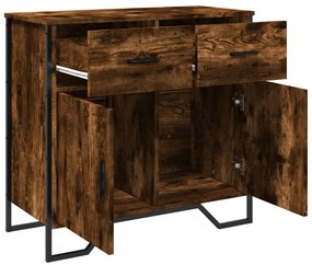 füstös tölgy színű szerelt fa tálalószekrény 79,5x35,5x74,5 cm