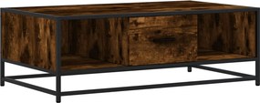 vidaXL füstös tölgy szerelt fa és fém dohányzóasztal 100 x 57 x 35 cm