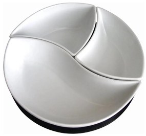 TORO 3 darabos kerámia/fa tálkaszett tálcával