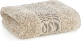 Fürdőlepedő 70X140 bézs, vízszintes csíkokkal, bordó